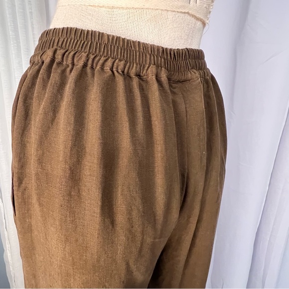 Monterrey bay women’s Sz 6 brown lyocell & linen pants side pocket stretch waist - Picture 5 of 14